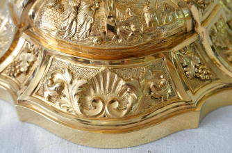 French antique solid silver gilt Baroque Chapel Set